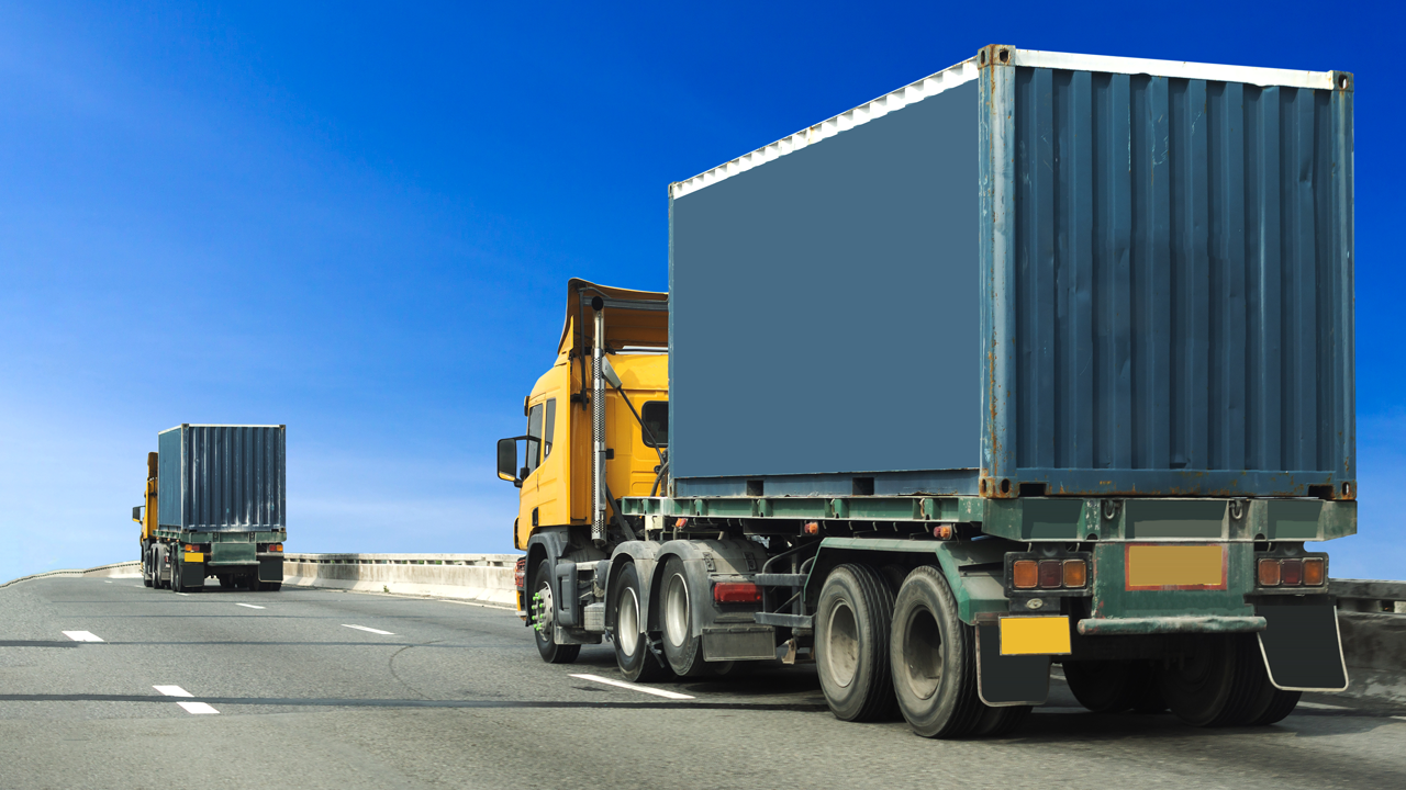 Two trailers on the road